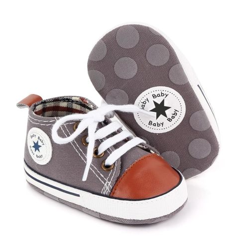 Unisex Baby Boys Girls Shoes, Newborn Infant Non-Slip Canvas Denim High Top Sneakers, Toddler First Walkers Shoes
