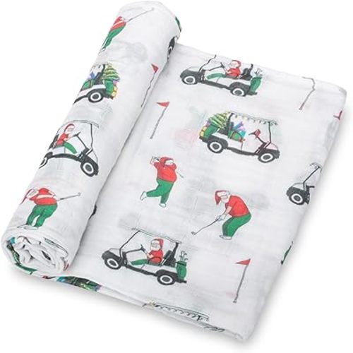 LollyBanks Baby Swaddle Blanket for Girls, 100% Cotton Breathable Muslin Swaddle, Soft and Lightweight 47 x 47 Inches Swaddling Blankets for Newborn, Baby Girl Newborn Essentials (Pink Golf Print)