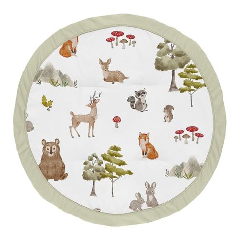 Sweet Jojo Designs Woodland Forest Animals Boy Girl Gender Neutral Unisex Baby Play Mat Tummy Time Activity Infant Playmat Playpen Tent Teepee Floor Animal Friends Brown Bear Hedgehog Deer Watercolor
