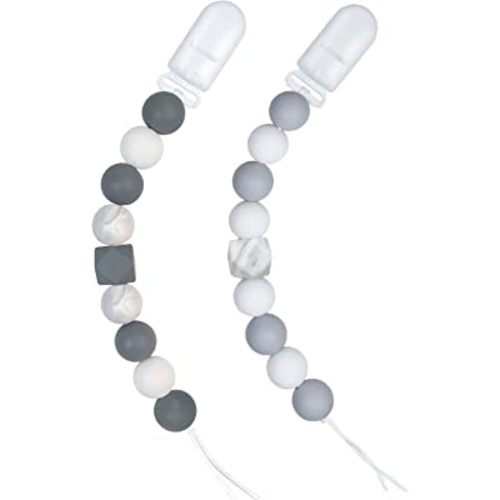 Pacifier Clips for Baby Boys Girls (Grey)