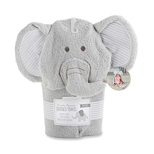 Baby Aspen Little Peanut Elephant Hooded Spa Towel, Grey/White