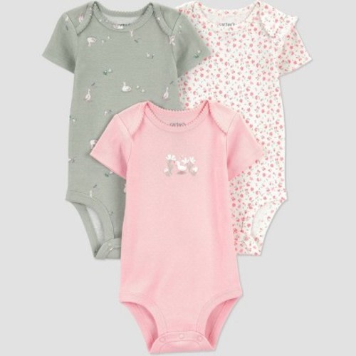 Carter's Just One You® Baby Girls' 3pk Ducks Bodysuit - Pink/Green Newborn