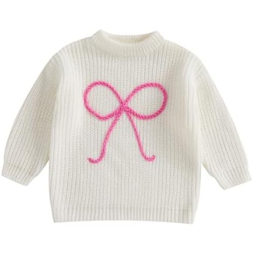 Baby Girl Knit Sweater Cute Bow Chunky Knitted Pullover Sweatshirt Toddler Girls Fall Winter Clothes