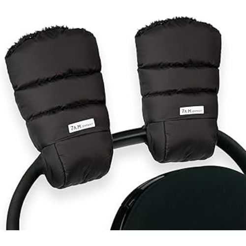 7AM Enfant Stroller Warmmuffs Gloves - Anti-Freeze Stroller Mittens for Handlebars, Water Repellent Hand Warmer Muff for Cold Weather, Plush Lined Stroller Warmmuffs | Winter Stroller Accessories