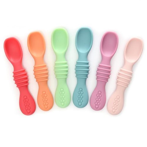 Silicone Chew Spoon Set for Babies and Toddlers | Safety Tested | BPA Free | Microwave, Dishwasher and Freezer Safe - Rainbow Chew Spoons