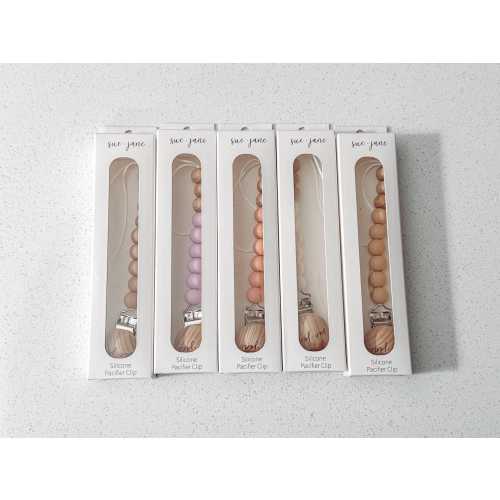 Silicone + Beech Wood Pacifier Clips