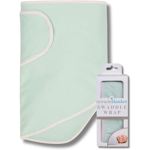 Miracle Blanket Swaddle Wrap - Boy, Girl, or Neutral Receiving Baby Blanket - Soft, Wearable Sleep Sack Essential for Newborns and Infants (Green with Beige Trim)