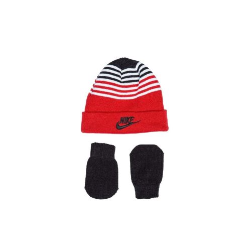 Nike Infant Beanie & Mittens 2-Piece Set - Black/Red - Infants (One Size Fits All)