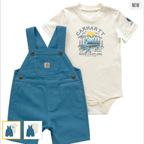 Boys' 2-Piece Short Sleeve Bodysuit & Canvas Shortall Set (Infant) | 9M | Carhartt