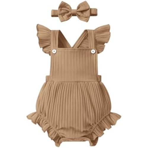 YOUNGER TREE Newborn Baby Girl Clothes Solid Color Ruffle Sleeveless Romper Infant Summer Jumpsuit Outfit