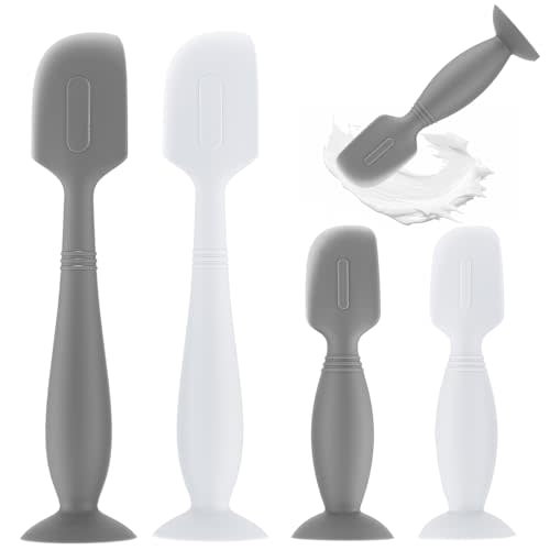 Baby Diaper Cream Spatula,4 Pack Silicone Diaper Cream Applicator Baby Butt Paste Spatula Diaper Cream Brush for Newborn Baby, 2 x Large Size, 2 x Small Size (Gray+White)