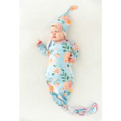 Jade Newborn Baby Knotted Gown & Knotted Hat Set
