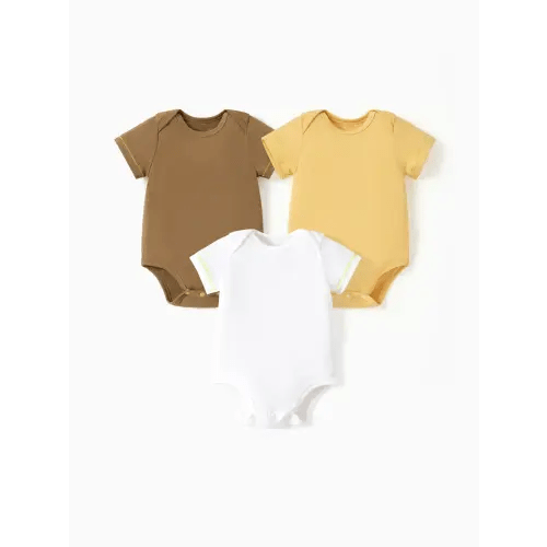 Baby Boy/Girl 3-Pack Lyocell Solid Color Romper Only $29.99 PatPat US Mobile
