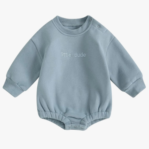VISGOGO Newborn Infant Baby Boy Girls Oversized Romper Little Dude Sweater Onesie Coming Home Outfit Neutral Clothes