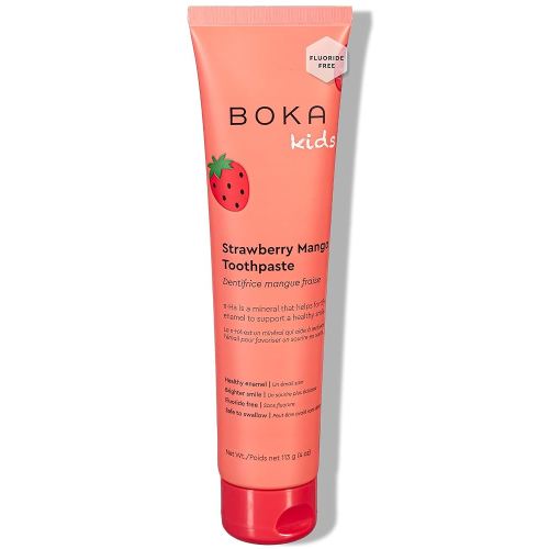 Boka Fluoride Free Toothpaste Nano Hydroxyapatite, Helps Remineralize, Appropriate for Sensitive Teeth, Whitening - for Adult, Kids Oral Care - Strawberry Mango Flavor, 4oz 1Pk - US Manufactured