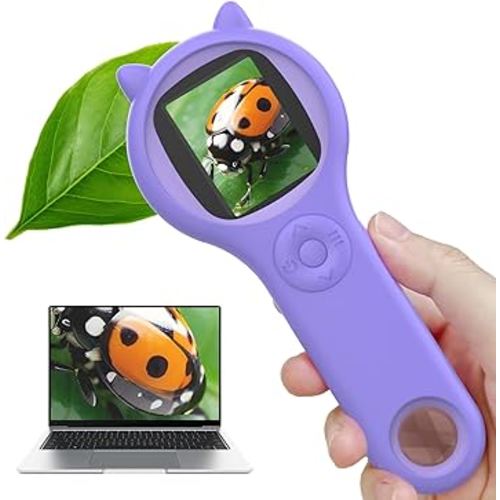 Microscope for Kids - Mini Pocket Handheld Microscope for Toddlers-Educational Science Kit Toys for Christmas Birthday Gifts,Toy for Age 3 4 5 6 7 8 Girls Boys (Purple)