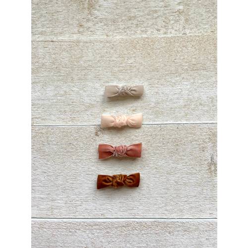 Knotted Velvet Baby Barrettes: No-Slip Alligator Hair Clips (Set of 2)