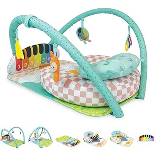 Infantino Kick 'n Keys 7-in-1 Musical Piano Activity Gym with Seat Positioner - 7 Play Modes, Tummy Time & Hanging Toys for Infants & Toddlers, 0M+
