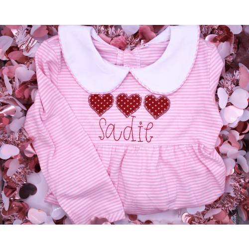 Girl’s Valentine’s Day Bubble and Dress for baby & toddler | Personalized Hearts, Name, monogram, or initial |winter, spring, Birthday outfi