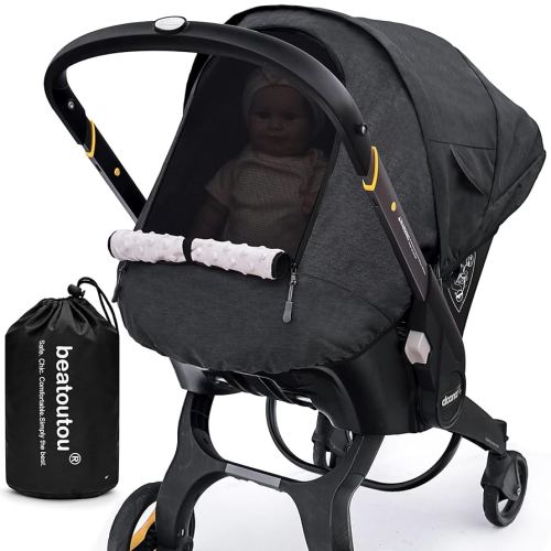 Waterproof Baby Car Seat Cover Compatible with Doona Car Seat and Stroller,Patented Windproof Car Seat Canopy for Boys & Girls, Keeps Babies Warm and Coz(Black)