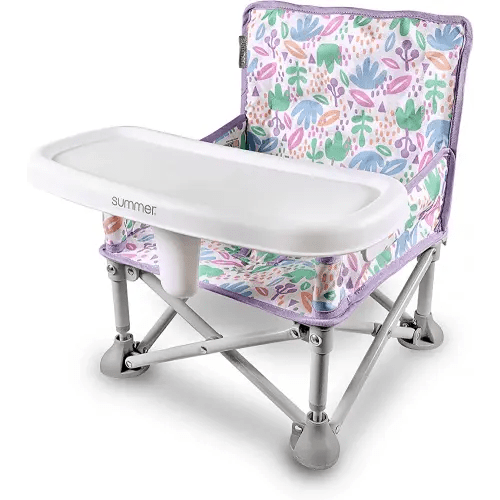 Summer by Bright Starts Pop ‘N Sit Portable Booster Booster Chair, Floor Seat, Indoor/Outdoor Use, Compact Fold, Joyful Geo, 6 Mos - 3 Yrs