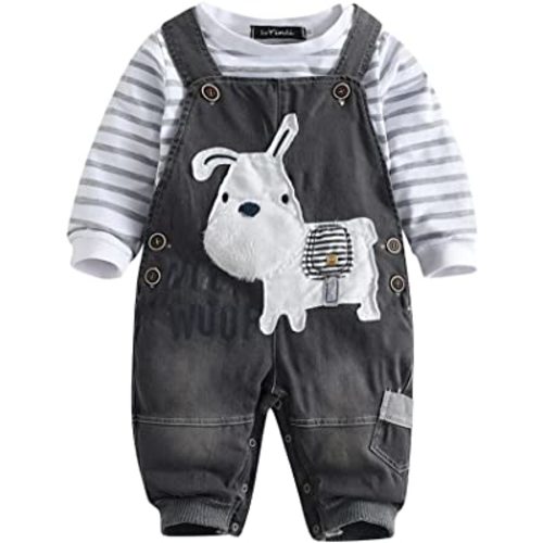 Cute Baby Boy Clothes Suit Toddler Boys' Striped long Sleeve T-Shirt+Denim Overalls Jumpsuit Pants Outfits Sets