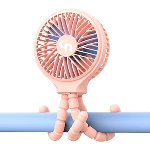 WEGA Stroller Fan Rechargeable Portable Fan Battery Operated Car Seat Baby Fan,3 Speeds Clip on Fan,USB Personal Fan for Crib Treadmill HomeOffice and Travel (Pink)