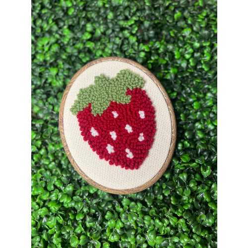Yarn Strawberry Wall Hanging: Nursery Decor Textile Art