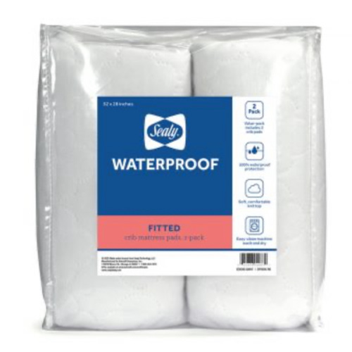 Sealy Waterproof Fitted Crib Mattress Pad, 2 Pack | Sealy Baby