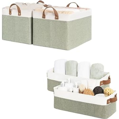 StorageWorks Storage Bins, Fabric Storage Bins for Shelves, Large Storage Baskets Narrow Storage Bins, Small baskets for Organizing, Long Storage Basket