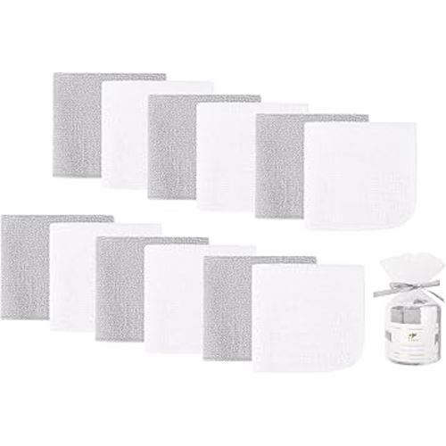 12 Pack Baby Washcloths 100% Cotton - Small Terry Wash Cloths 7.8" x 7.8" Soft Face Washcloth for Hand Body Sensitive Skin Thin Absorbent Wipes for Newborns Infant