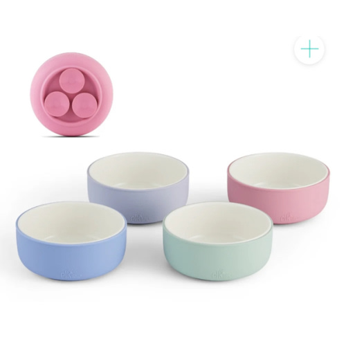 Porcelain Bowl with Silicone Suction Sleeves