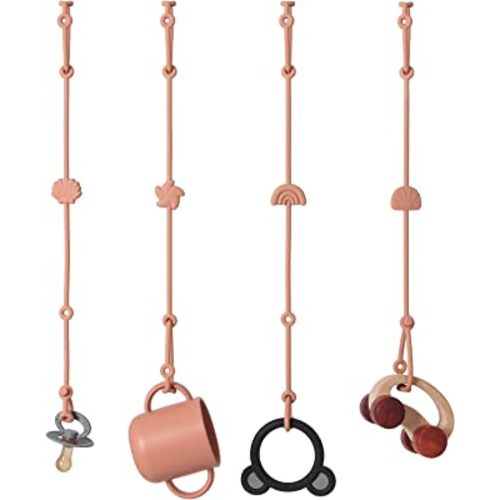 Andy Bear Toy Straps for Baby Toy Safety Straps Silicone High Chair Toys Straps Toddler Bottle Straps for Strollers, High Chair, Cribs, Car Seat, Stroller Accessories, Baby Pacifier Clip-Terra Cotta