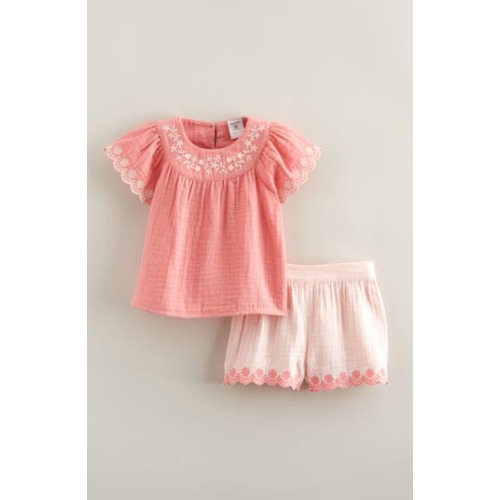 Flutter Sleeve Cotton Gauze Top & Shorts Set, 6M