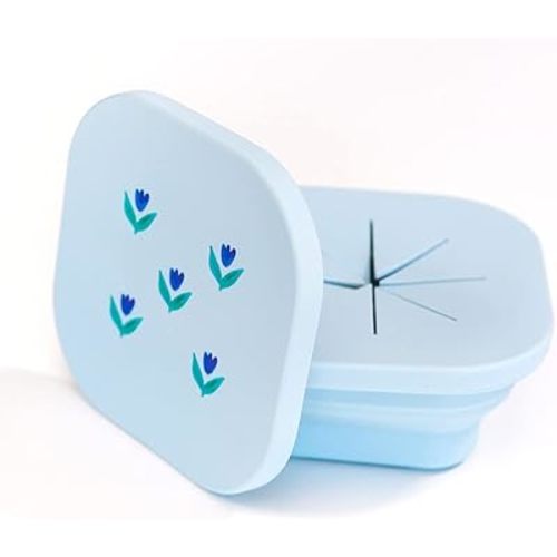 Austin Baby Co Silicone Collapsible Snack Bowl – Reusable Snack Container with Two Specialized Lids – BPA free, Dishwasher Safe and Leakproof for Toddlers & Babies