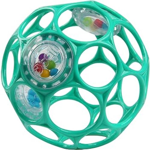 Bright Starts Oball Easy-Grasp Baby Rattle Ball in Teal, Ages Newborn and Up, Unisex, 4 Inches