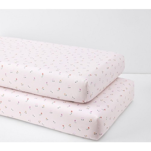 Aria Floral Organic Crib Fitted Sheet | Pottery Barn Kids
