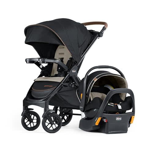 Chicco Bravo Primo ClearTex Trio Travel System, Bravo Primo Quick-Fold Stroller with Chicco KeyFit Max Zip ClearTex Infant Car Seat, Car Seat and Stroller Combo | Somerset/Black