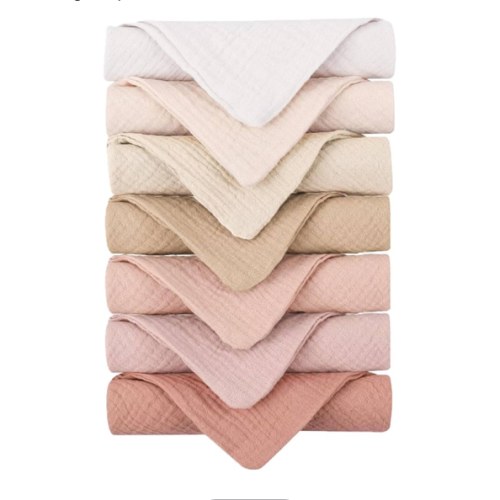 Konssy Baby Muslin Washcloths 7 Pack -100% Cotton Baby Bath Washcloths, Soft Baby Wash Cloths and Absorbent Burp Cloths for Newborn Kids Girls and Boys, 11x11 inches