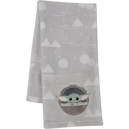 Lambs & Ivy Star Wars Mandalorian The Child/Baby Yoda Gray Fleece Baby Blanket