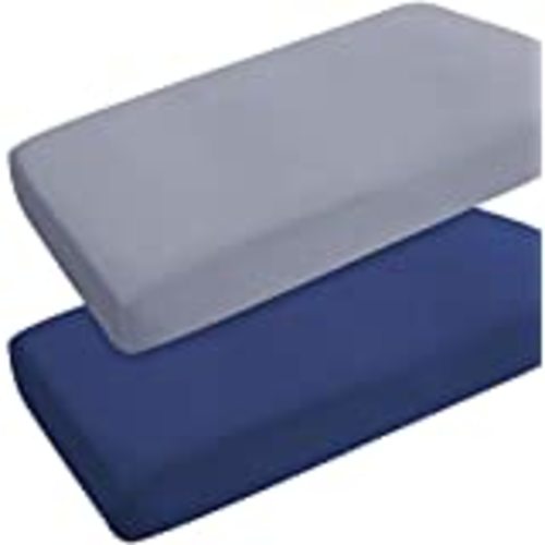 Amazon.com : Pack and Play Sheet Fitted, 2 Pack Portable Playard | Mini Crib Sheets, Ultra Soft Microfiber Pack N Play Sheets, Navy & Light Gray, Preshrunk : Baby