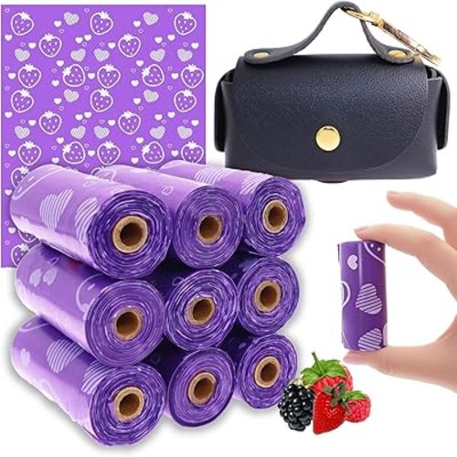 Sanitary Napkin Disposal Bags with Dispenser Feminine Hygiene Disposal Bags for Tampons Trash Bag, Personal Care Sanitary Bag for Women Privacy Handling (Purple)