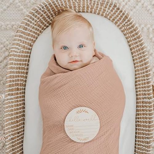 Konssy 3 Pack Muslin Swaddle Blankets for Unisex, Newborn Receiving Blanket, Large 47 x 47 inches, Soft Breathable Muslin Baby Swaddles for Boys & Girls - Flourish