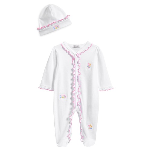 Ruffle Pima Cotton Footie & Hat Set - 3 mo or 6 mo