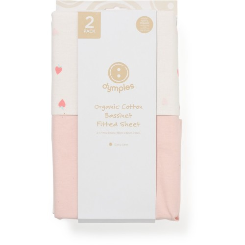 Dymples Fitted Bassinet Sheet 2 Pack - Pink