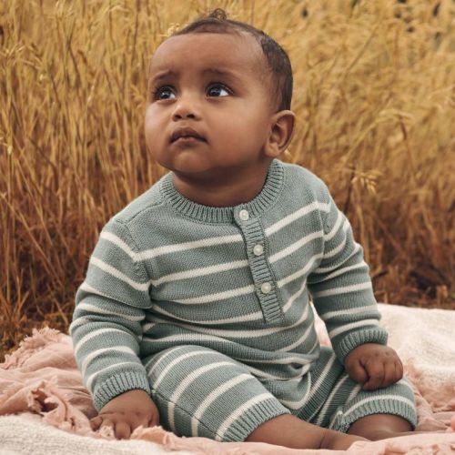 Little Planet By Carter's Organic️ Baby Striped Sweater Knit Romper - Green 24m