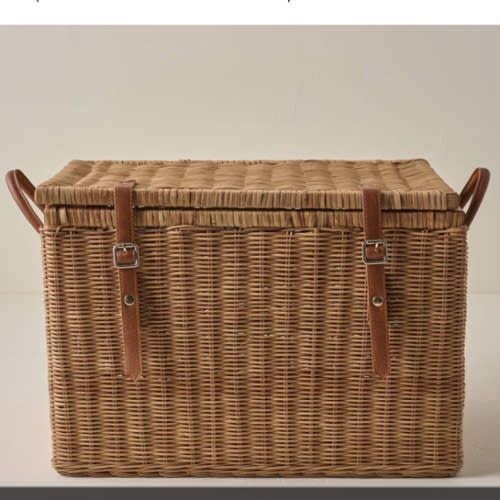 Reid Woven Storage Trunk with Leather Handles