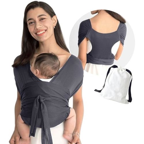 Baby Wrap Carrier, Hands-Free Lightweight Babies Wrap, All in 1 Original Baby Carriers, Stretchy Ergonomic Babies Carriers Sling, Sling Carrier for Newborns, Breathable Infant Wraps