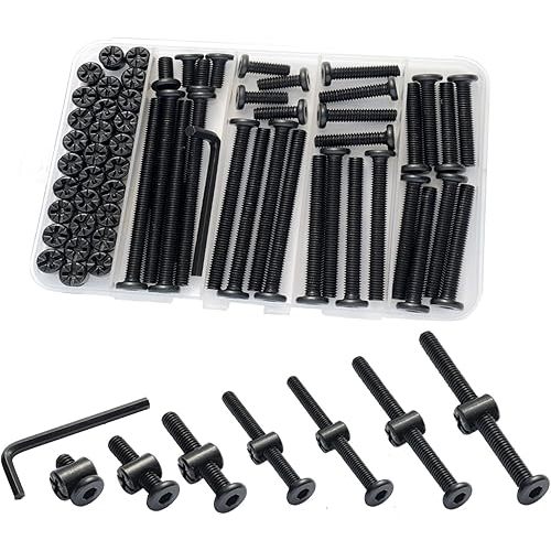 Crib Screws Hardware Replacement Kit,Socell 32Set Baby Bed Frame Bolts &Barrel Nuts Set for Delta/Graco/Dream, M6x12mm/15mm/25mm/35mm/45mm/55mm/65mm/75mm Hex Drive Socket Cap Screws Barrel Nuts