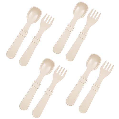 Re Play Made in USA 8pk Toddler Feeding Utensils Spoon and Fork Set, Made  from BPA